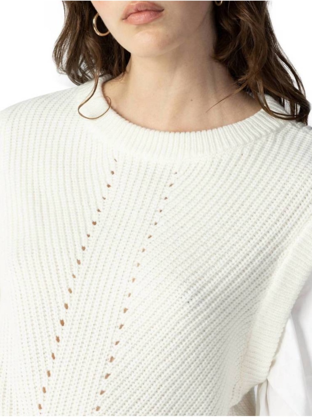SANCTUARY Two Become One Sweater Cream White Pullover Sweater Vest Shirt Small - Picture 2 of 10
